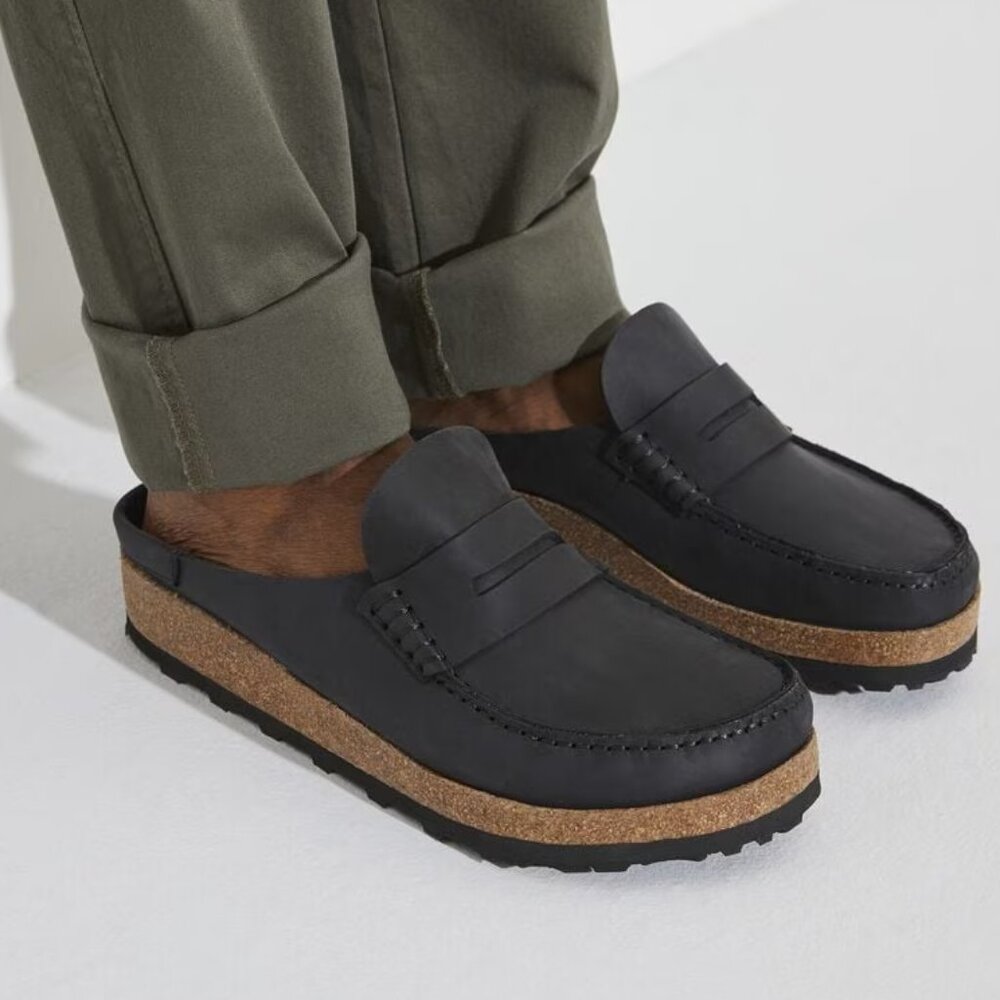 Birkenstock Naples slip on clogs 43 10 black oiled leather mens sandals
